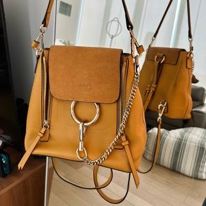 Chloe Faye backpack Small leather and suede